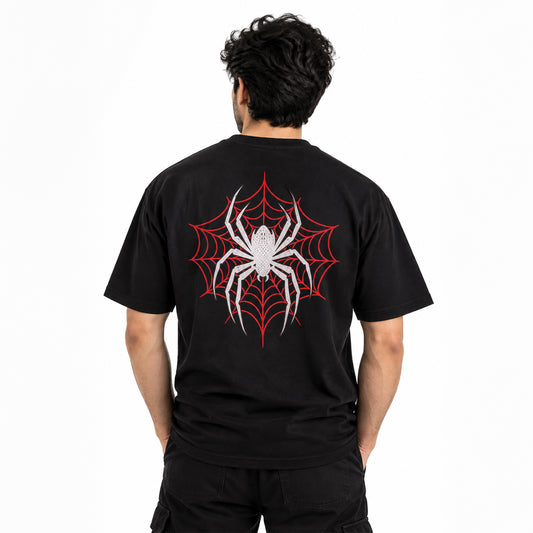 Spider Web Oversized Black T-Shirt