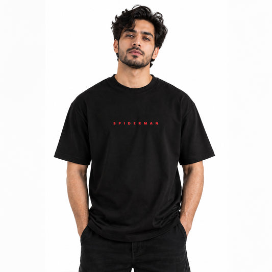 Spider Web Oversized Black T-Shirt